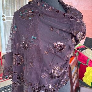Brown embellished pashmina 79 inches long